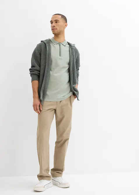 Pikétröja av ren bomull med dragkedja, bonprix