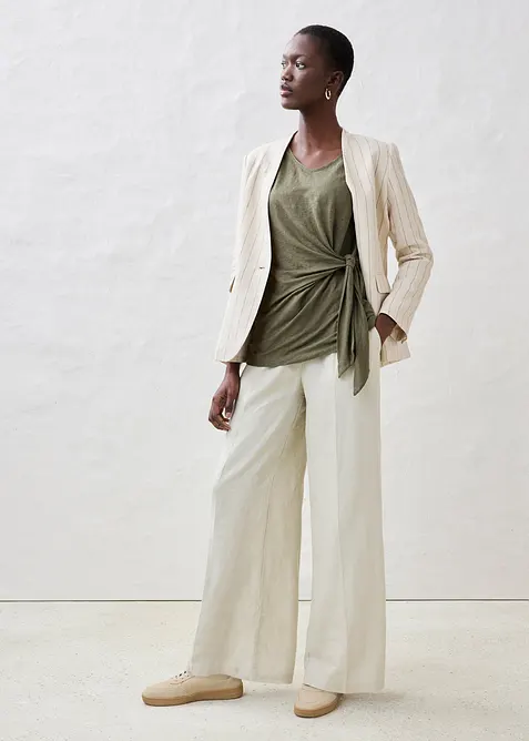 Topp i omlottmodell av rent linne, bonprix