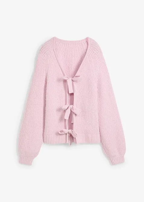 Vändbar cardigan med rosetter, bonprix