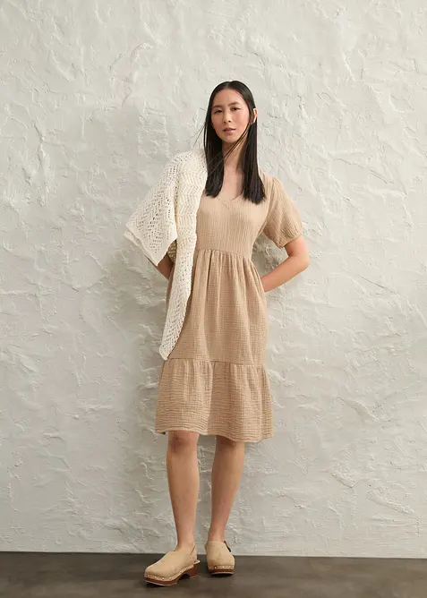 Oversized klänning i bomullsmuslin, bonprix