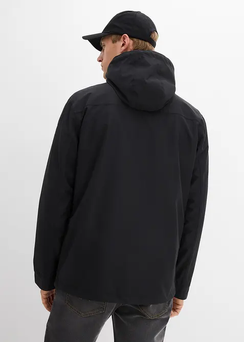 Vattenavvisande funktionsjacka med huva och detaljer i skinnimitation, bonprix