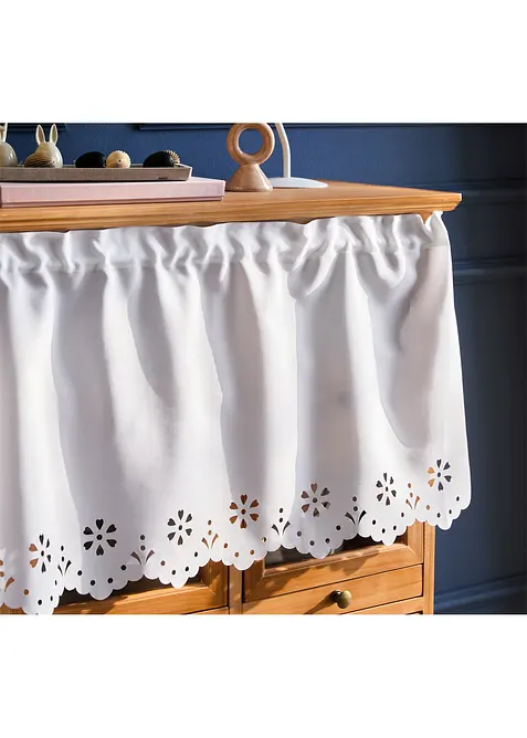 Halvtransparent cafégardin med mönstrad kant, bonprix