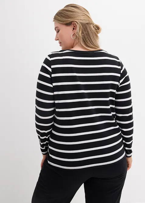 L&aring;ng&auml;rmad topp med kort knappsl&aring;, av ren ekologisk bomull, bonprix