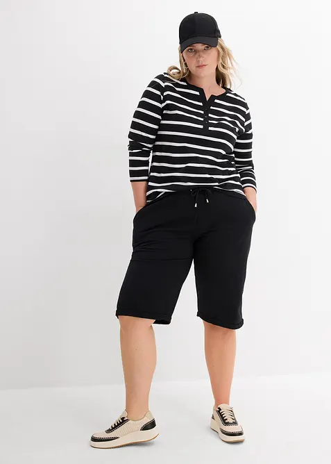 L&aring;ng&auml;rmad topp med kort knappsl&aring;, av ren ekologisk bomull, bonprix