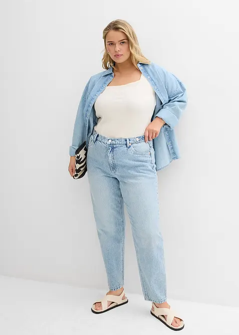 Mom-jeans med h&ouml;g midja och kortare ben, bonprix