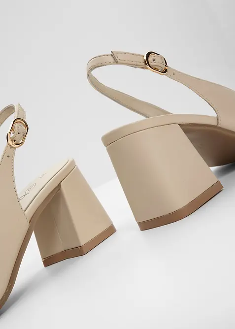 Slingbackpumps i skinn, bonprix