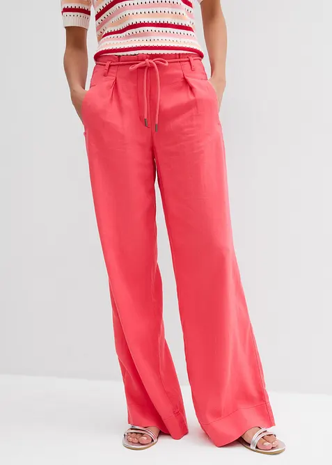 Paperbag-byxa av luftig linnemix, bonprix