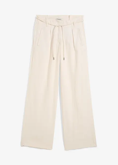 Paperbag-byxa av luftig linnemix, bonprix