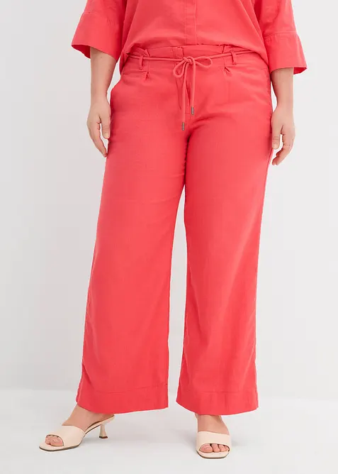 Paperbag-byxa av luftig linnemix, bonprix