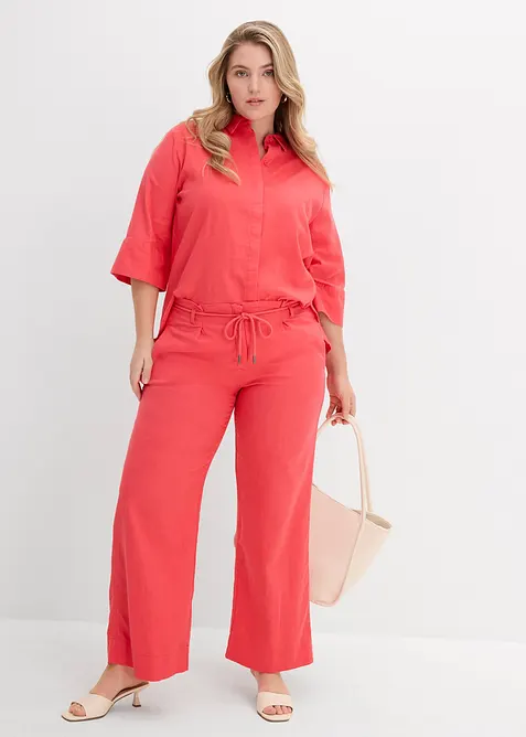 Paperbag-byxa av luftig linnemix, bonprix