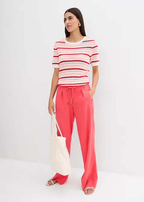 Paperbag-byxa av luftig linnemix, bonprix