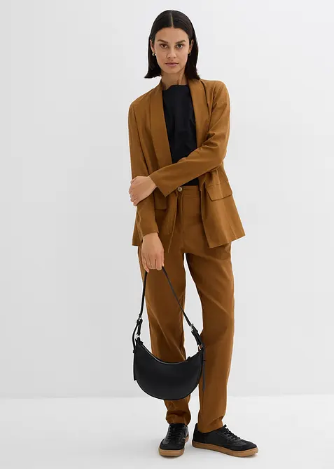 Byxa med hög midja i mix av linne och viskos, bonprix