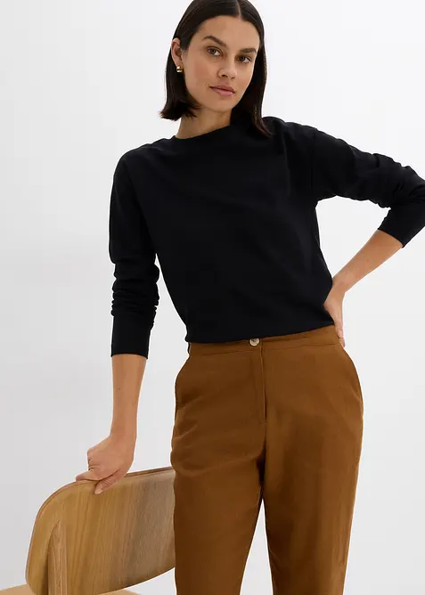 Byxa med hög midja i mix av linne och viskos, bonprix