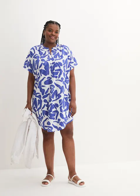 Knälång jerseyklänning med fickor, A-linjemodell med oversize-fit, bonprix