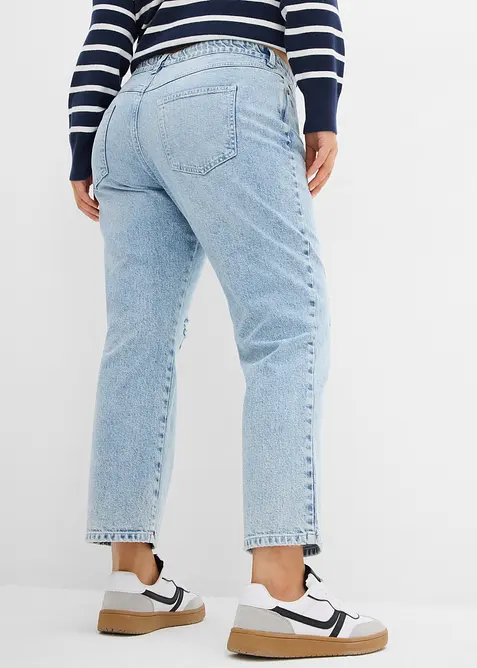 Straight Jeans Mid Waist, med bekv&auml;m midja, cropped, bonprix