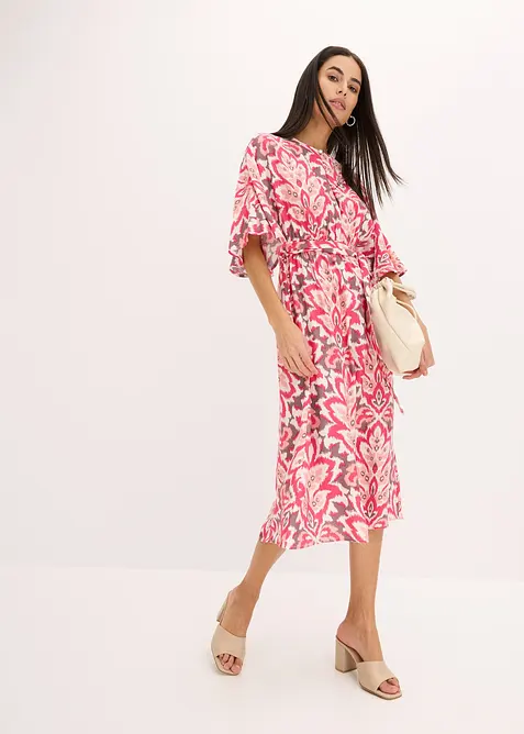 Mönstrad mellanlång klänning i viskosmix, bonprix