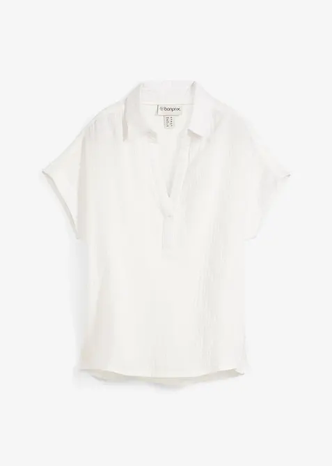 Kortärmad blus i luftig muslin, bonprix