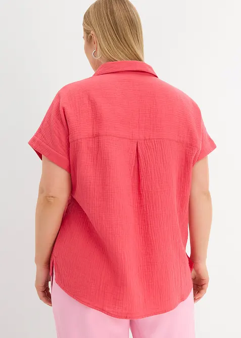 Kort&auml;rmad blus i luftig muslin, bonprix