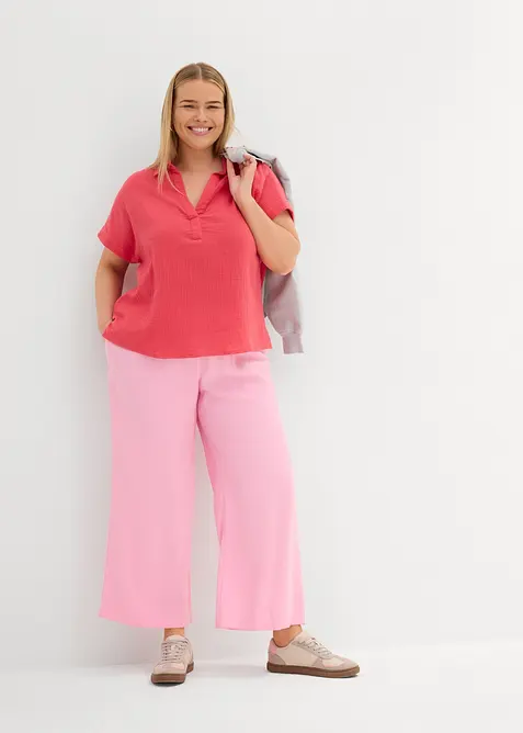 Kort&auml;rmad blus i luftig muslin, bonprix