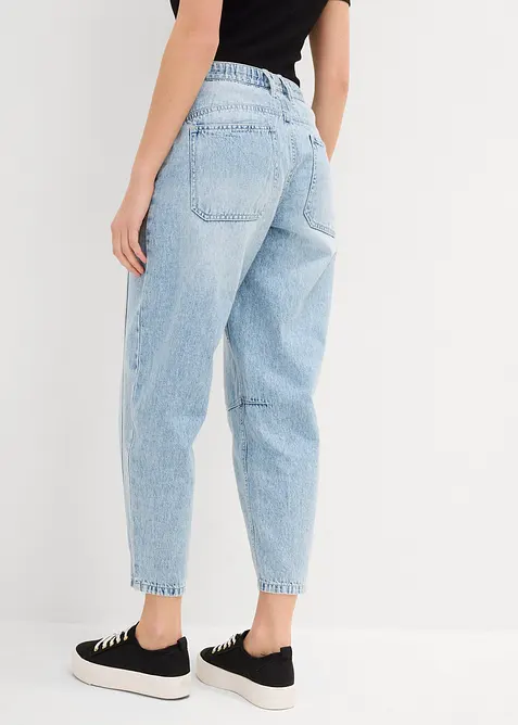 Barrel Jeans Mid Waist med bekv&auml;m midja, cropped, bonprix