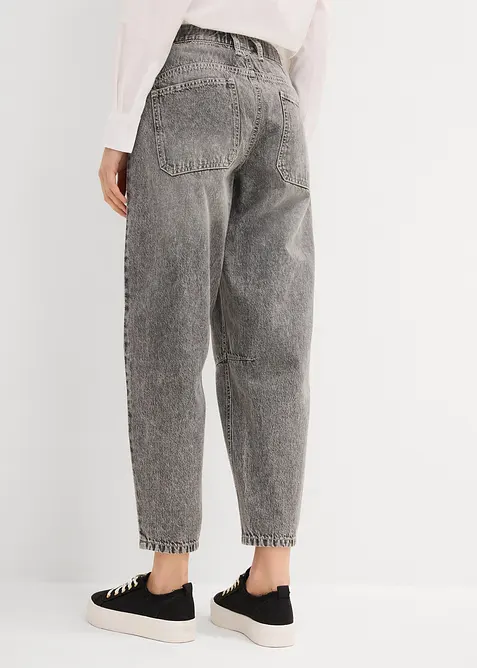 Barrel Jeans Mid Waist med bekv&auml;m midja, cropped, bonprix