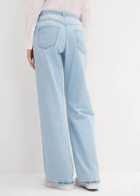 Wide Leg Jeans, Mid Waist, med knytskärp, bonprix