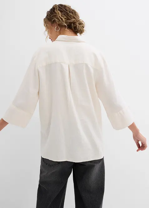 Skjortblus i svalkande linnemix, bonprix