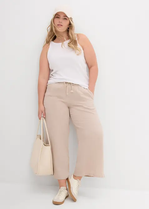 Ribbstickat linne i ren ekologisk bomull (2-pack), bonprix