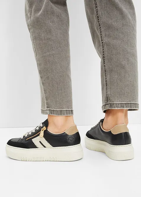Sneakers i skinn med plat&aring;sula, fr&aring;n Rieker, Rieker