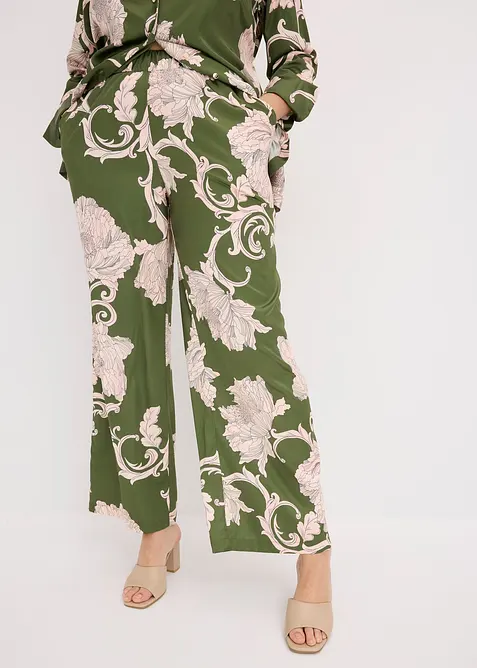 Byxor i palazzomodell av b&ouml;ljande satin, bonprix