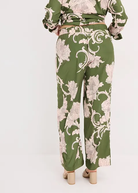 Byxor i palazzomodell av b&ouml;ljande satin, bonprix