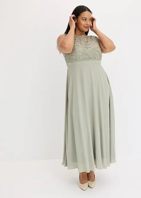 L&aring;ng aftonkl&auml;nning med spets, bonprix