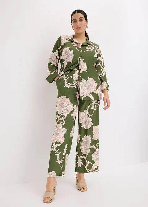 Byxor i palazzomodell av b&ouml;ljande satin, bonprix