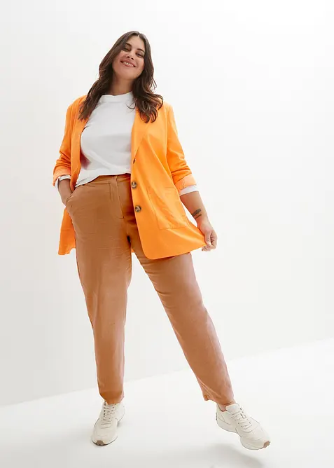 Byxa med hög midja i mix av linne och viskos, bonprix