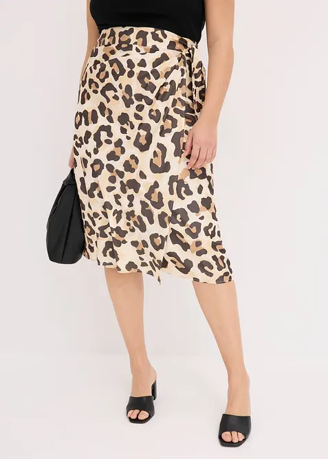 Mönstrad omlottkjol av viskosmix, bonprix