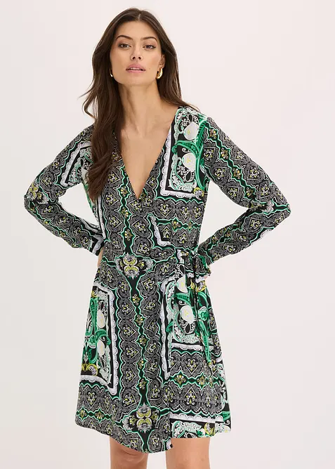 Omlottkl&auml;nning av m&ouml;nstrad satin, bonprix