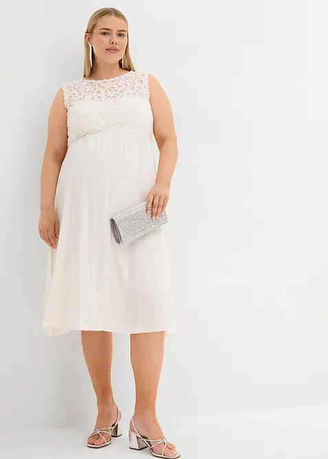 Mammaklänning med spets och töjbart ryggparti, bonprix