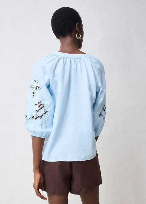 Tunika med hålbroderi i rent linne, bonprix
