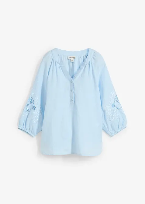 Tunika med hålbroderi i rent linne, bonprix