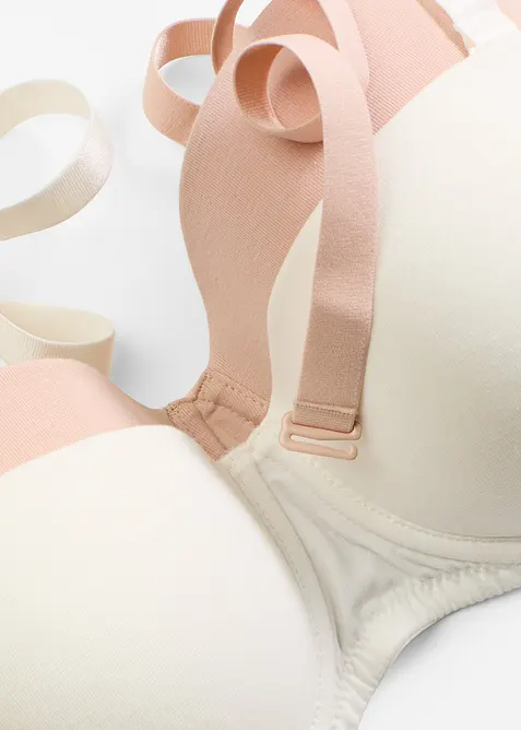 BH med bygel och flexibla axelband (2-pack), med ekologisk bomull, bonprix