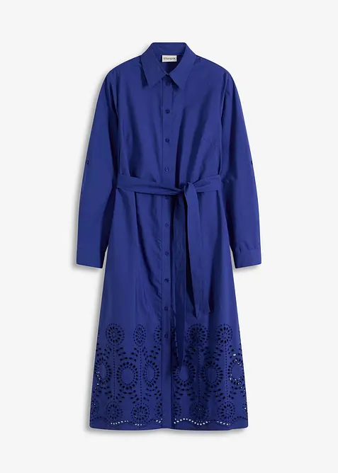 Skjortklänning med hålbroderi, bonprix