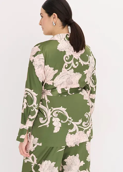 Blus av mönstrad satin, bonprix