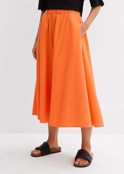 Mellanlång kjol i linnemix, bonprix