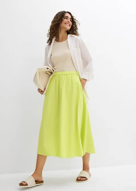 Mellanlång kjol i linnemix, bonprix