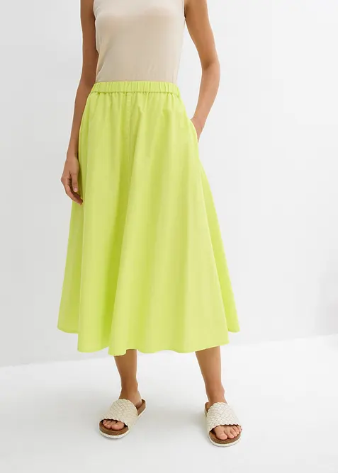 Mellanlång kjol i linnemix, bonprix