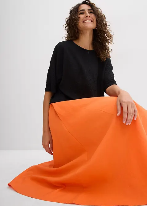 Mellanlång kjol i linnemix, bonprix