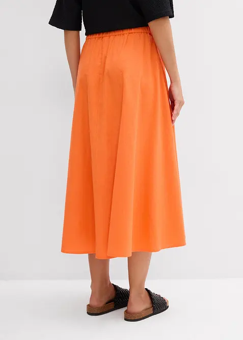 Mellanlång kjol i linnemix, bonprix