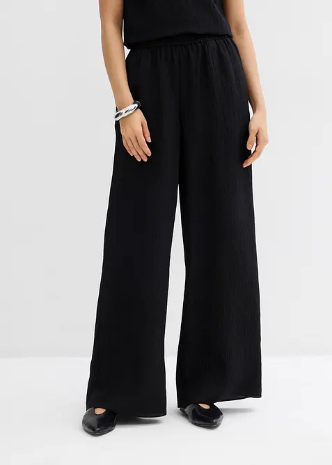 Byxa i krinklad viskosmix med struktur, bonprix