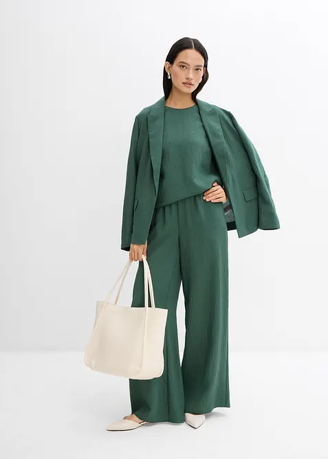 Byxa i krinklad viskosmix med struktur, bonprix