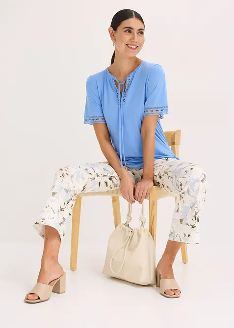 Trikåtunika med spetsband, bonprix